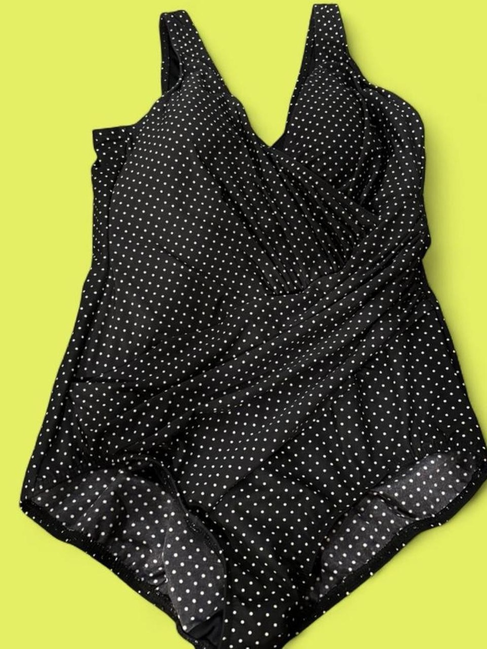 Black Polka Dot Surplice One-Piece Swimsuit
